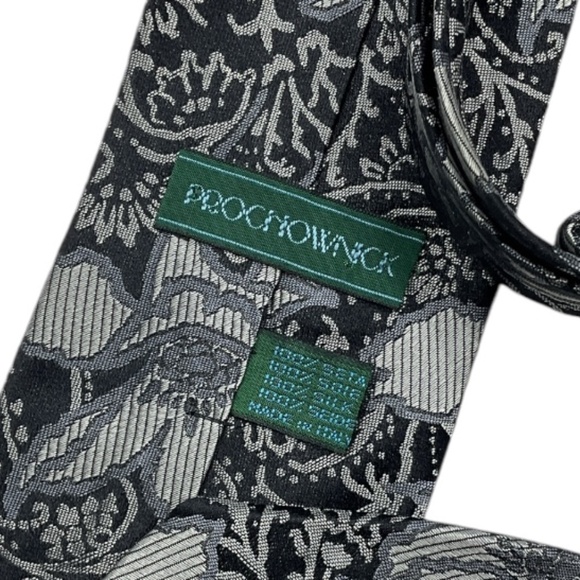 PROCHOWNICK Black/Silver Paisley Silk DESIGNER Tie ITALY - Picture 3 of 4